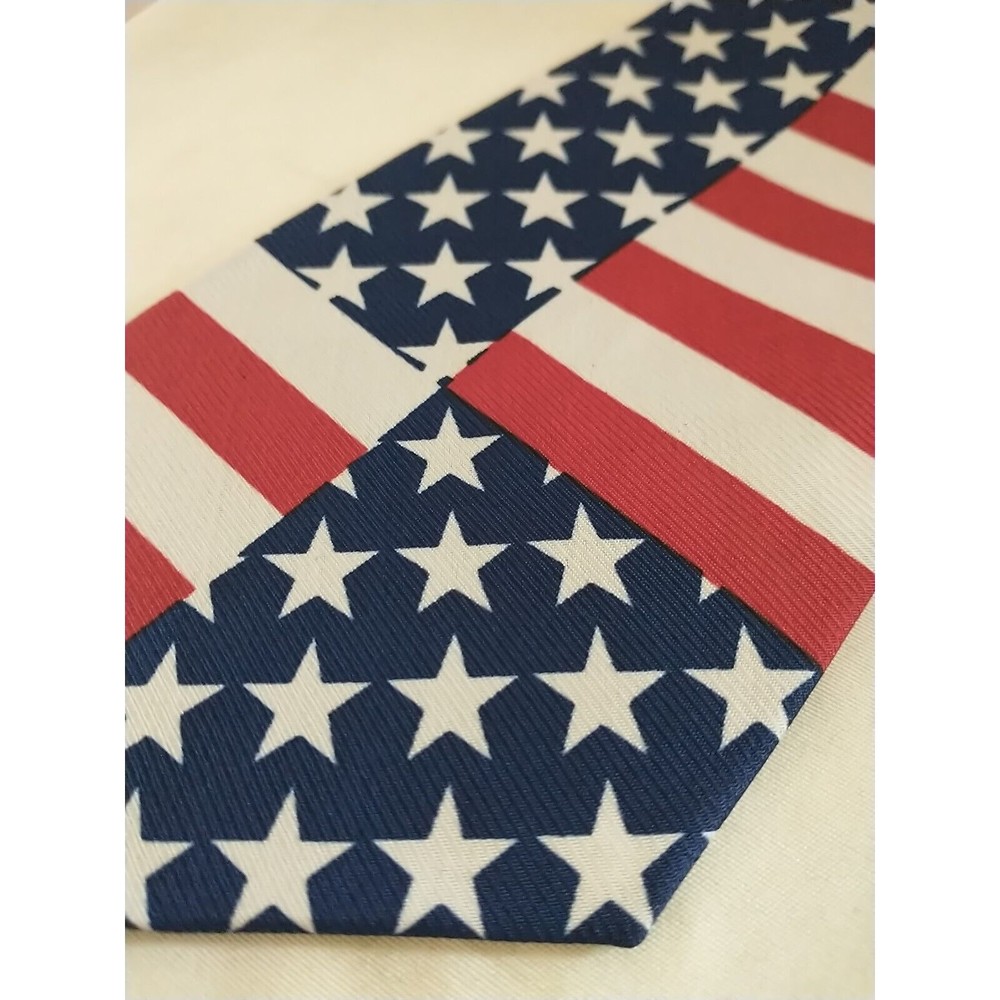 American Flag Patriotic Neck Tie Stars & Stripes  Red White Blue USA - Picture 3 of 5